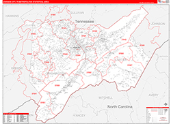 Johnson City Metro Area Wall Map Red Line Style 2026